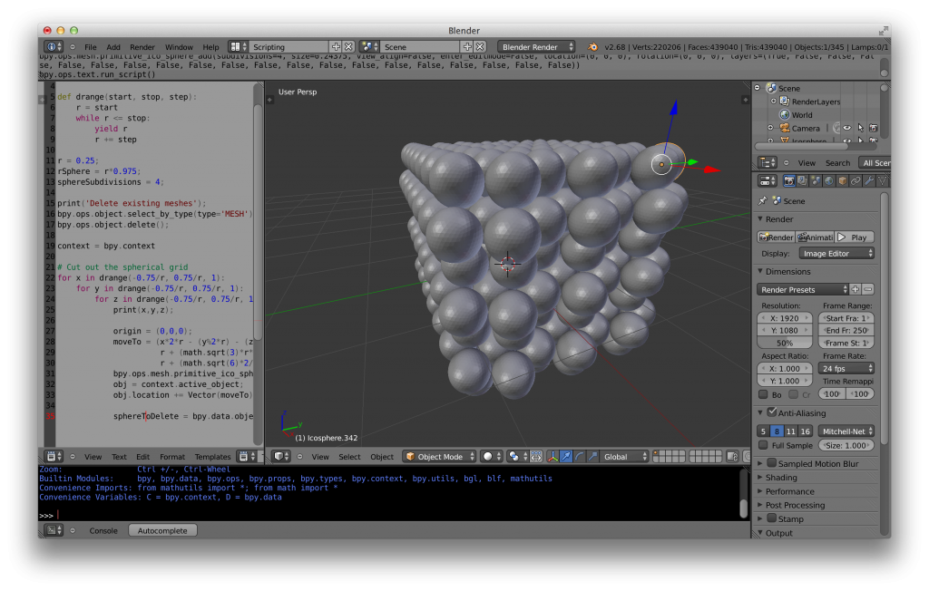 Blender Screenshot 3 - Packed Spheres