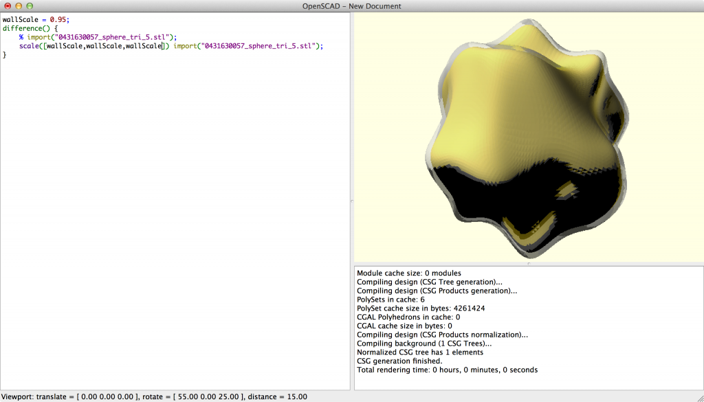 OpenSCAD Screenshot 2 - Shell