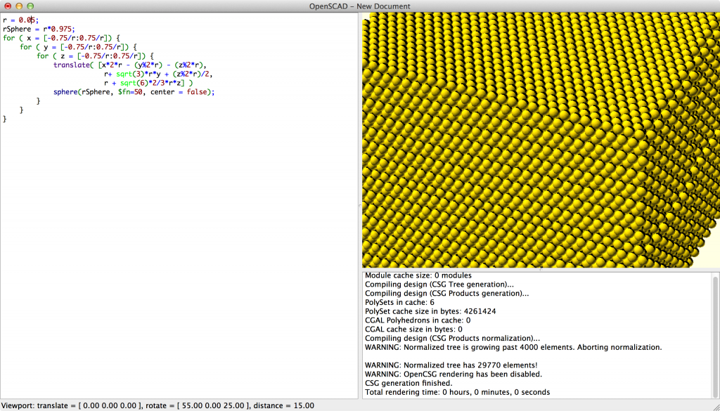 OpenSCAD Screenshot 3 - Packed Spheres